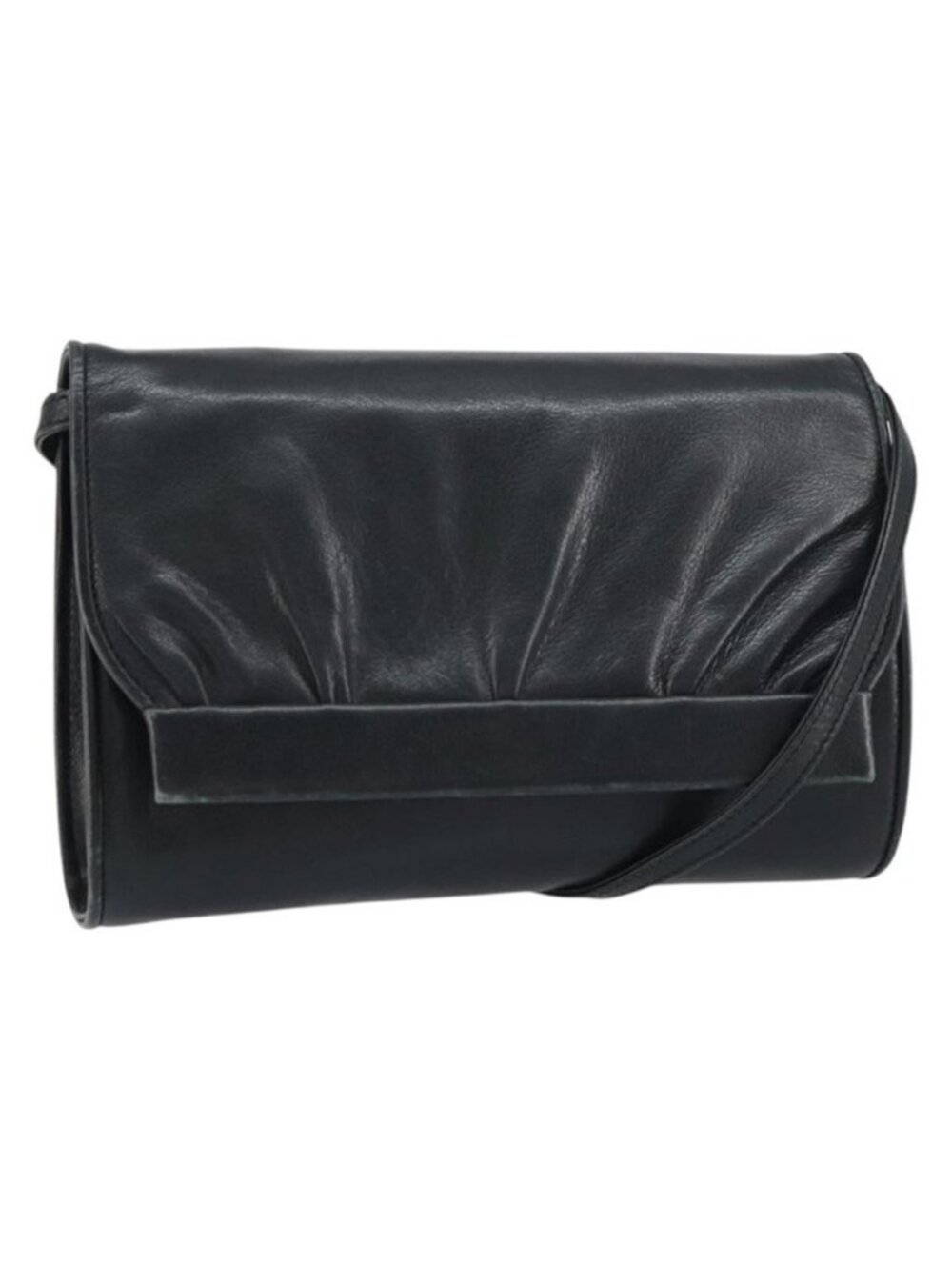 Authentic GUCCI Shoulder Bag Leather Black Gold 004 25 0240